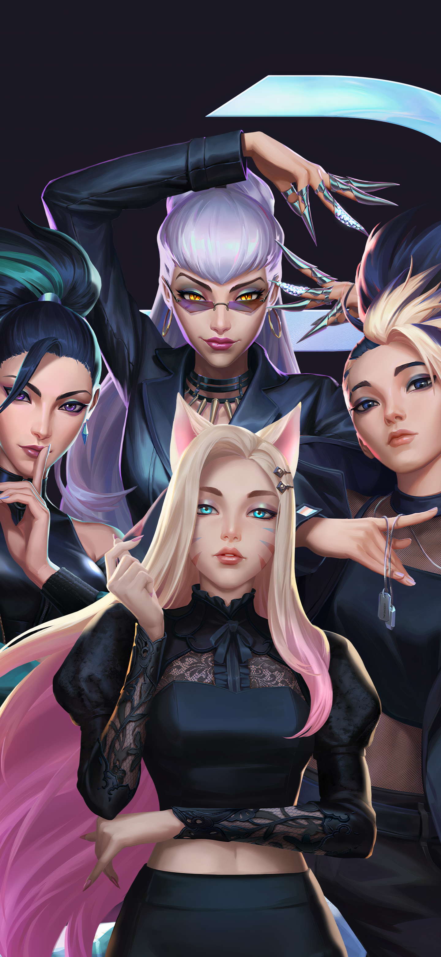 Download K-pop K/DA Kai'Sa (League Of Legends) Akali (League Of Legends) Evelynn (League Of Legends) Ahri (League Of Legends) Video Game League Of Legends Phone Wallpaper