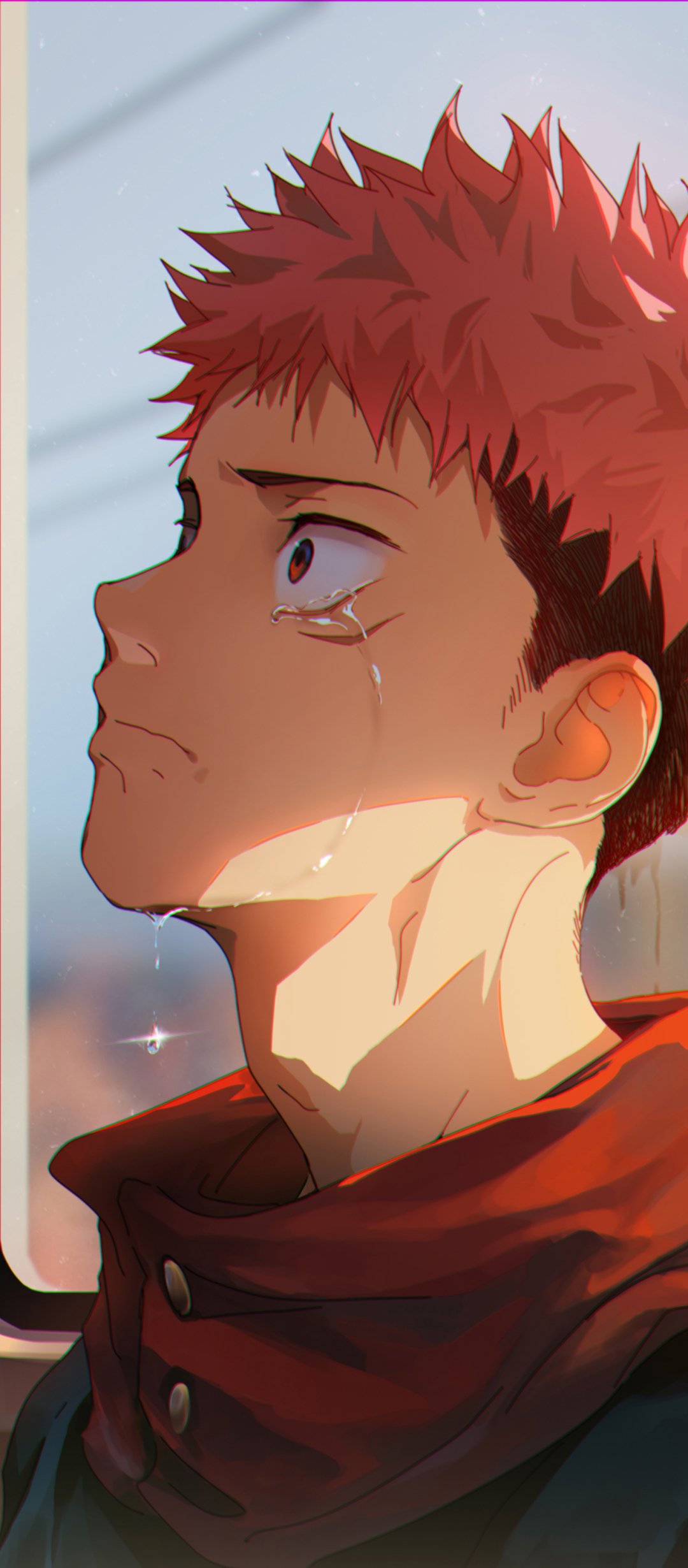 Download Tears Pink Hair Yuji Itadori Anime Jujutsu Kaisen Phone Wallpaper