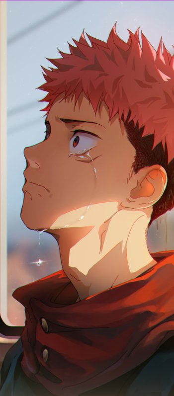 tears pink hair Yuji Itadori Anime Jujutsu Kaisen Phone Wallpaper