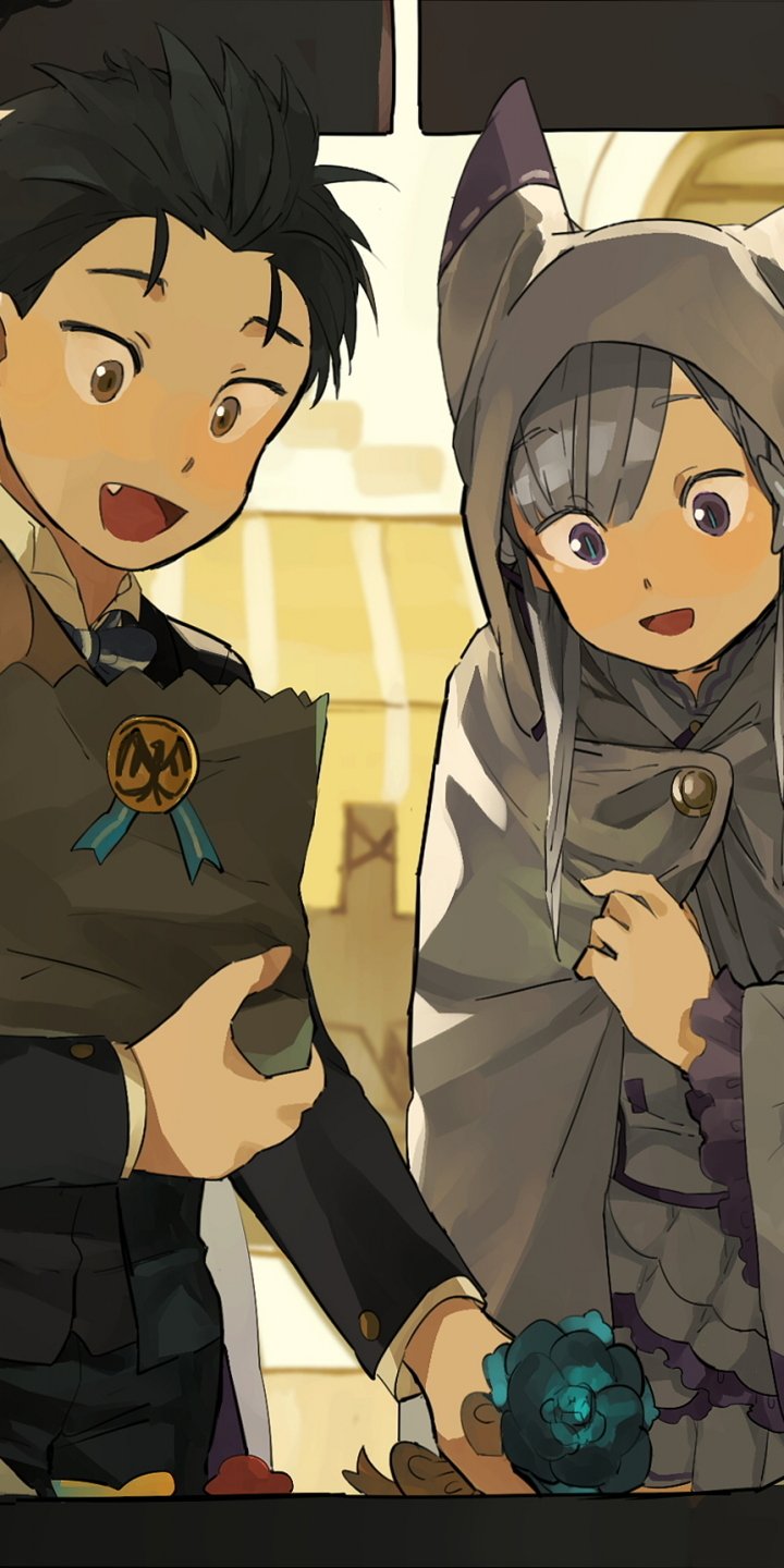 Download Subaru Natsuki Emilia (Re:ZERO) Anime Re:Zero - Starting Life In Another World Phone Wallpaper