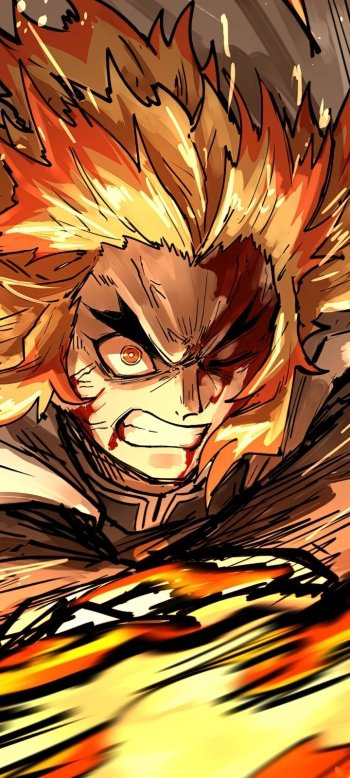 Kyojuro Rengoku Anime Demon Slayer: Kimetsu no Yaiba - The Movie: Mugen Train Phone Wallpaper