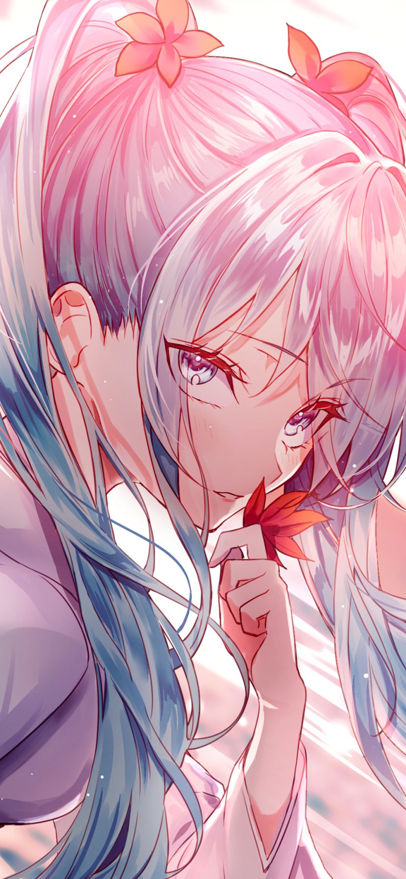 Download White Hair Hatsune Miku Anime Vocaloid Phone Wallpaper