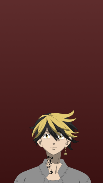  Art of Kazutora Hanemiya from Tokyo Revengers - Maroon background