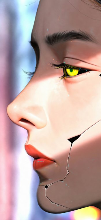 face Sci Fi cyborg Phone Wallpaper