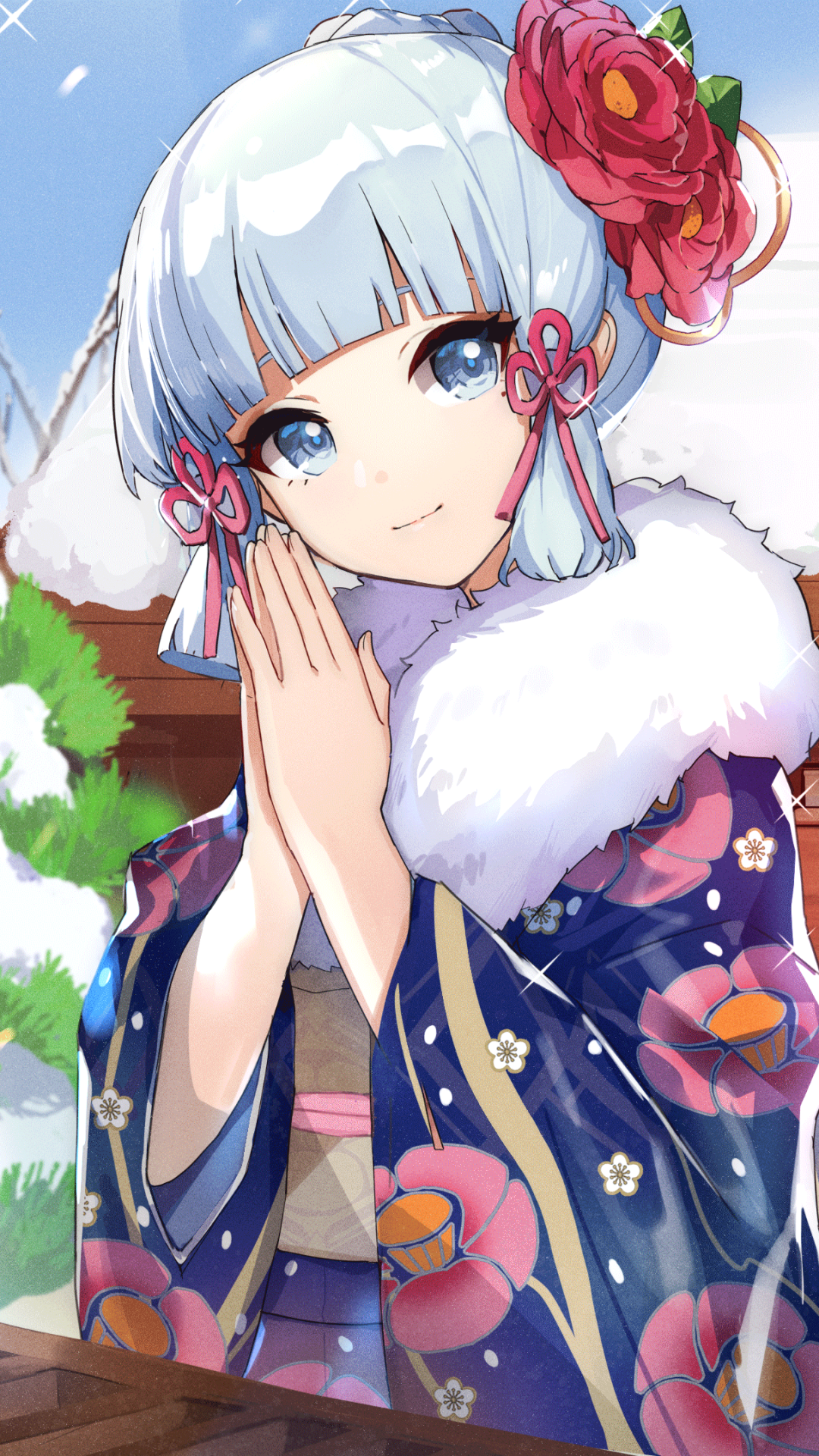 Download Kimono Kamisato Ayaka (Genshin Impact) Video Game Genshin Impact Phone Wallpaper