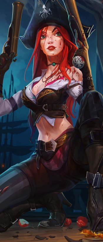 red hair pirate Miss Fortune (League Of Legends) woman warrior video game League Of Legends Phone Wallpaper