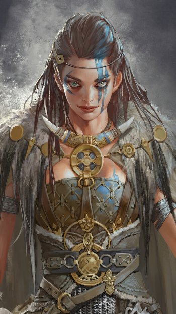 brown hair woman warrior fantasy Phone Wallpaper