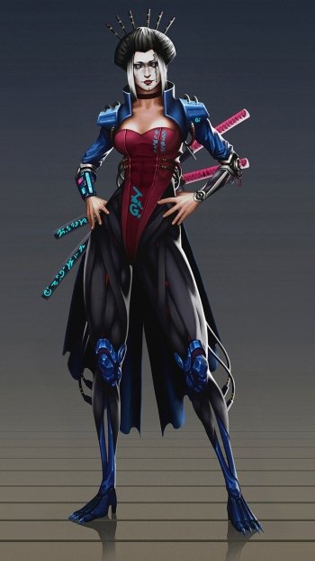 woman warrior samurai asian Sci Fi cyborg Phone Wallpaper