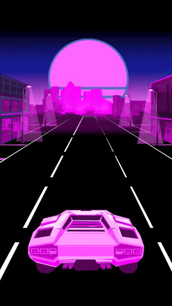 purple Lamborghini artistic synthwave Phone Wallpaper
