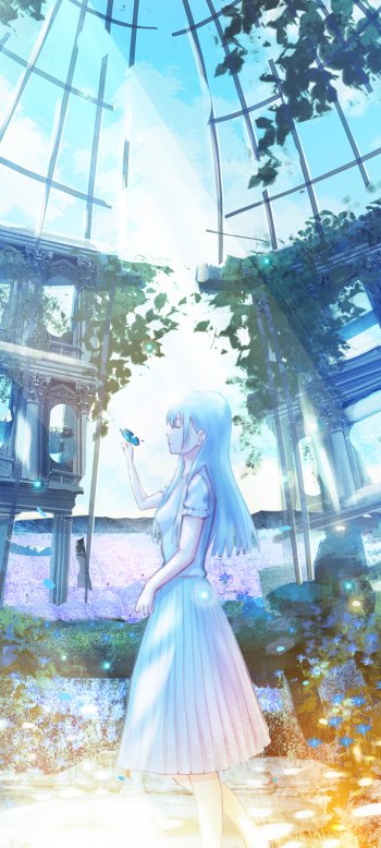white hair Anime girl anime girl Phone Wallpaper