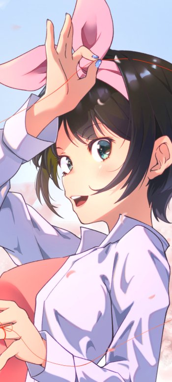 short hair black hair Ruka Sarashina Kanojo Okarishimasu Anime Rent-A-Girlfriend Phone Wallpaper