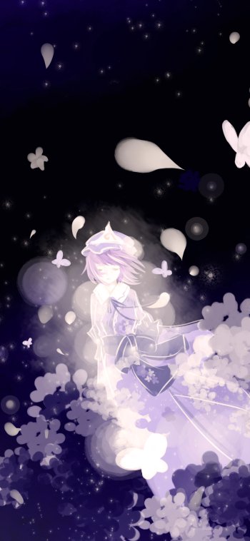 Yuyuko Saigyouji Anime Touhou Phone Wallpaper