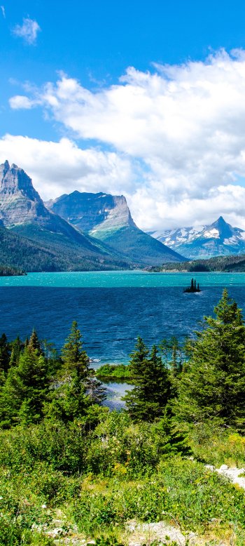 Saint Mary Lake glacier national park nature mountain lake Phone Wallpaper