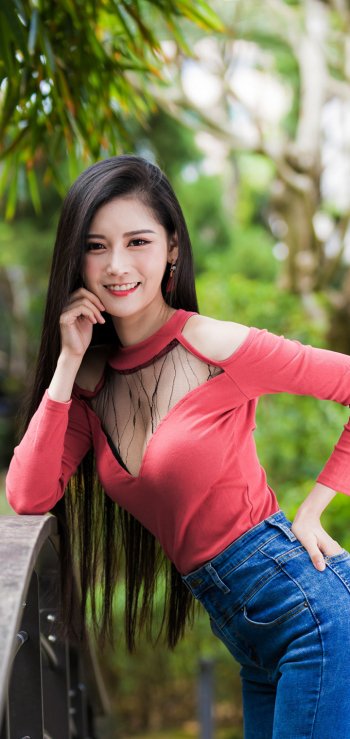 long hair black hair woman asian Phone Wallpaper