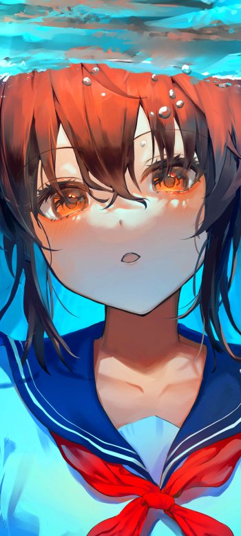 underwater Anime girl anime girl Phone Wallpaper