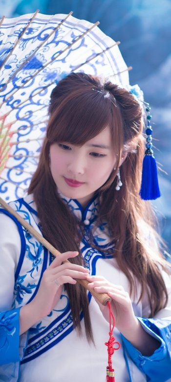 traditional costume Taiwanese asian model woman Yu Chen Zheng Phone Wallpaper