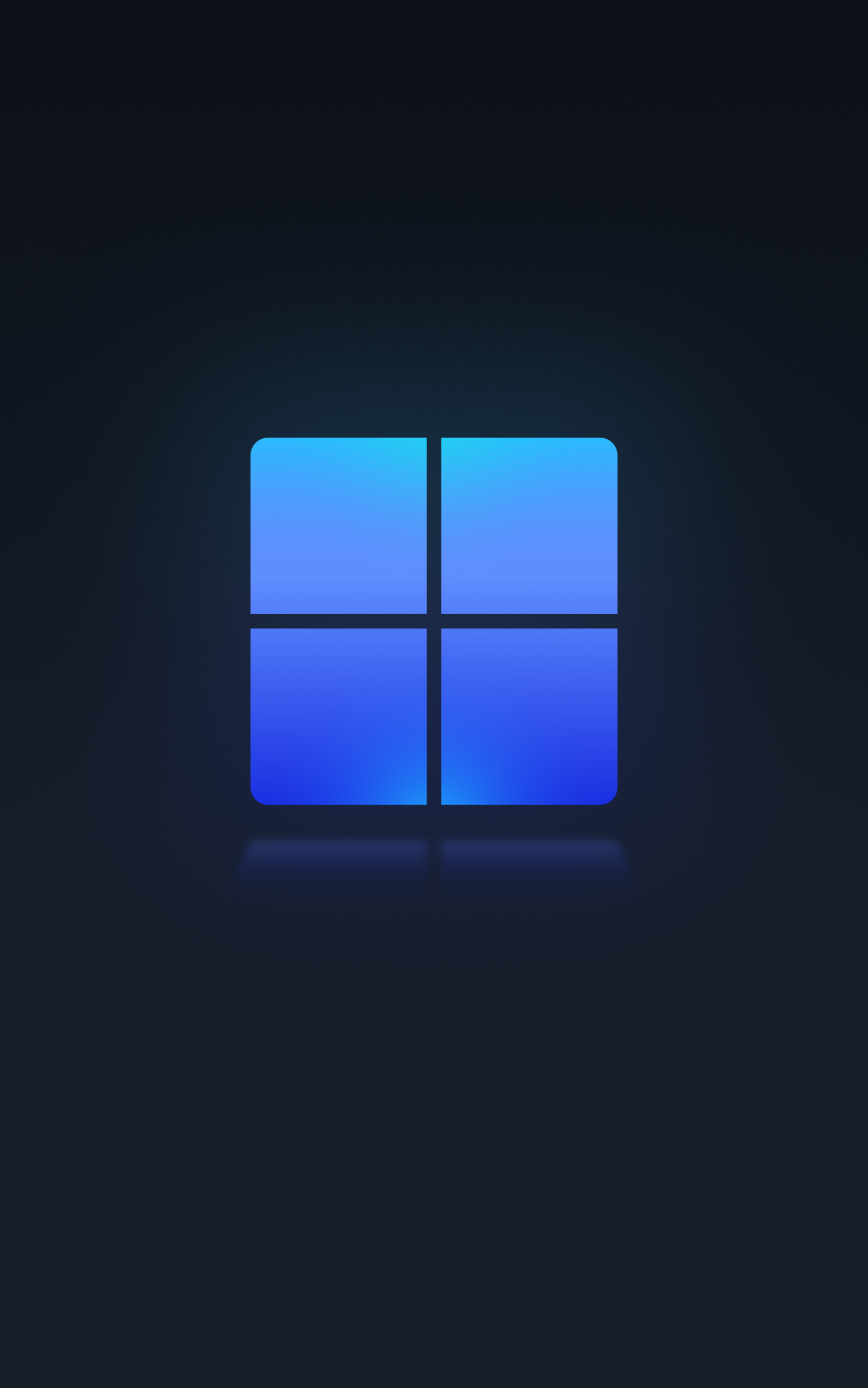 Microsoft Windows 11 logo displayed in blue gradient on a dark background, designed as a phone wallpaper compatible with both iPhones and Android devices.