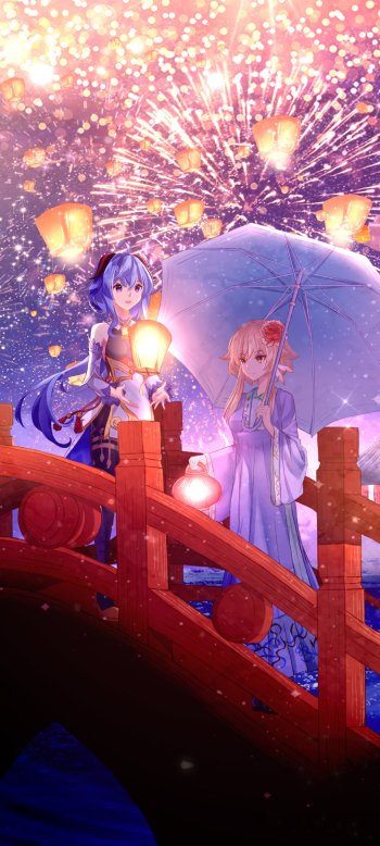 Lumine (Genshin Impact) Ganyu (Genshin Impact) video game Genshin Impact Phone Wallpaper