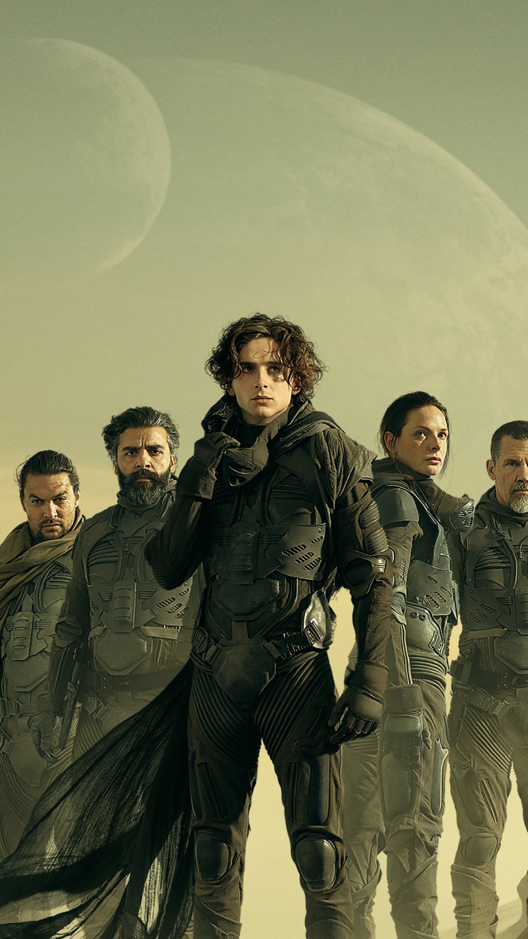 Download Oscar Isaac Rebecca Ferguson Jason Momoa Timothée Chalamet Movie Dune (2021) Phone Wallpaper