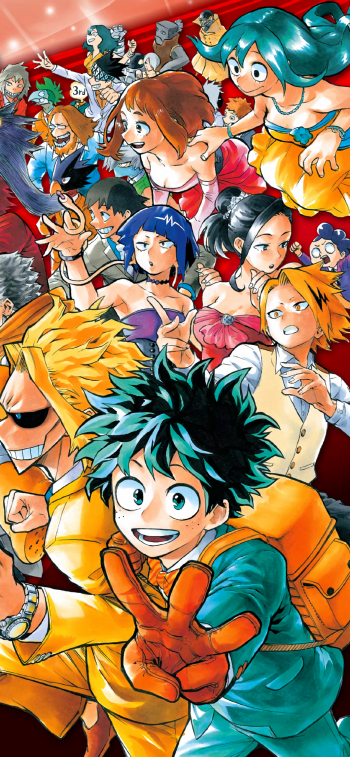 Izuku Midoriya Momo Yaoyorozu Kyōka Jirō Tsuyu Asui Ochaco Uraraka Anime My Hero Academia Phone Wallpaper