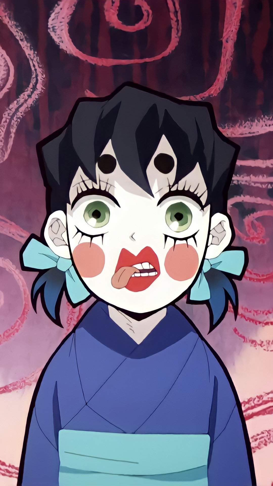 Phone wallpaper featuring Inosuke Hashibira from the anime Demon Slayer: Kimetsu no Yaiba, designed for iPhone and Android displays.