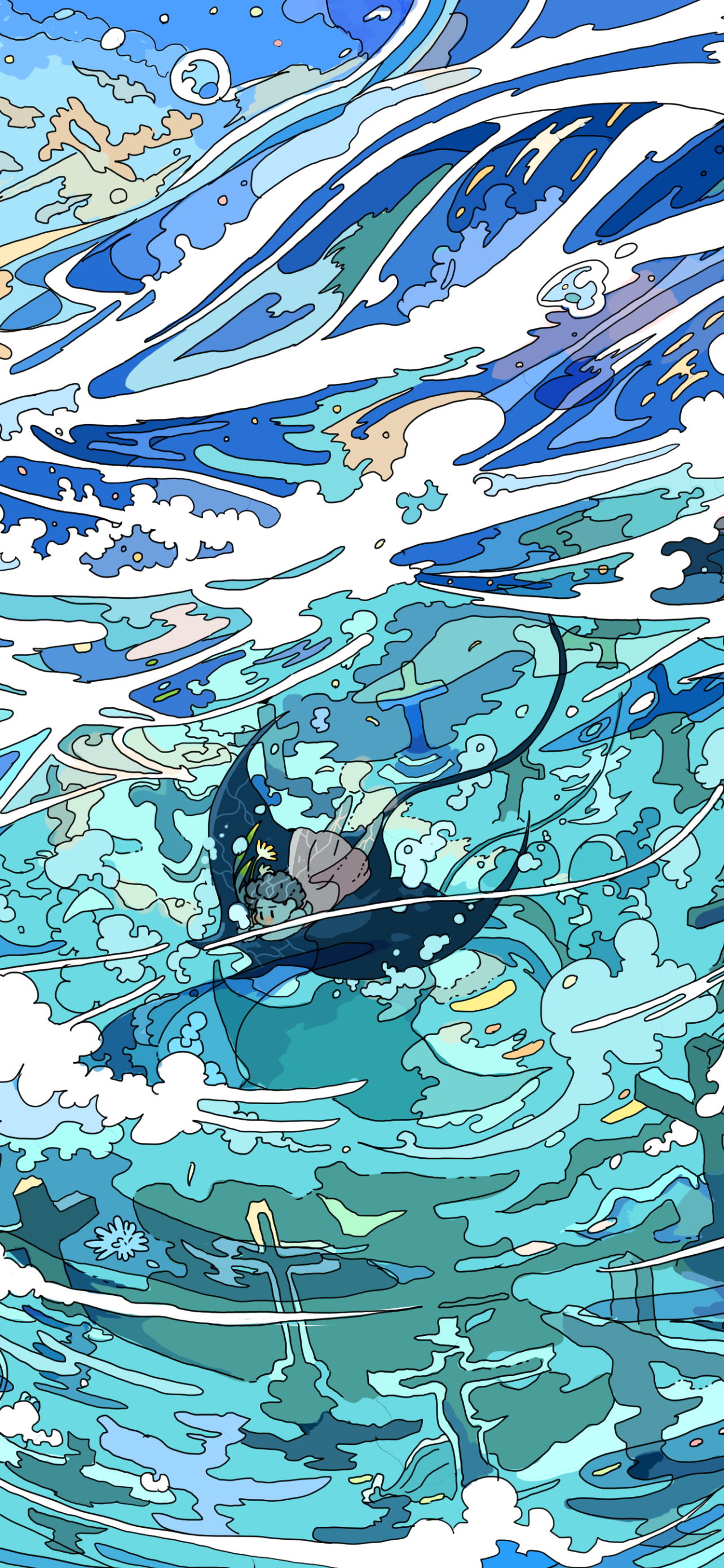 Anime Underwater Phone Wallpaper by Nara lalana