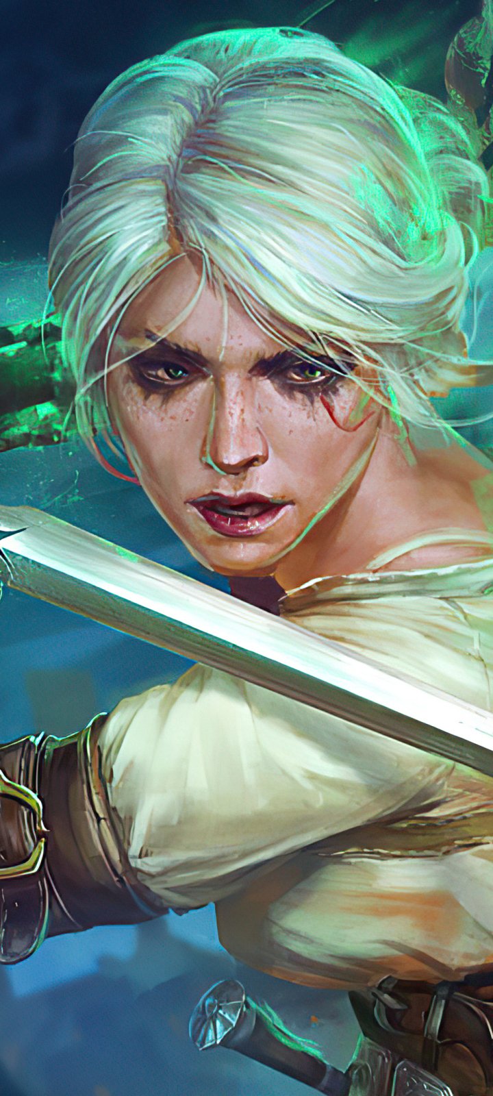 Download White Hair Woman Warrior Ciri (The Witcher) Video Game The Witcher 3: Wild Hunt Phone Wallpaper