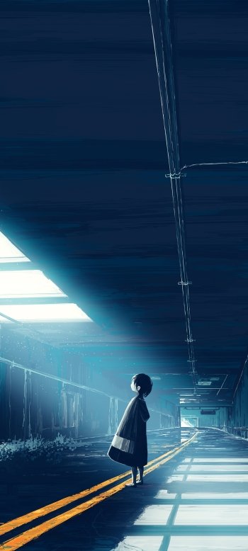 post apocalyptic tunnel Anime girl anime girl Phone Wallpaper