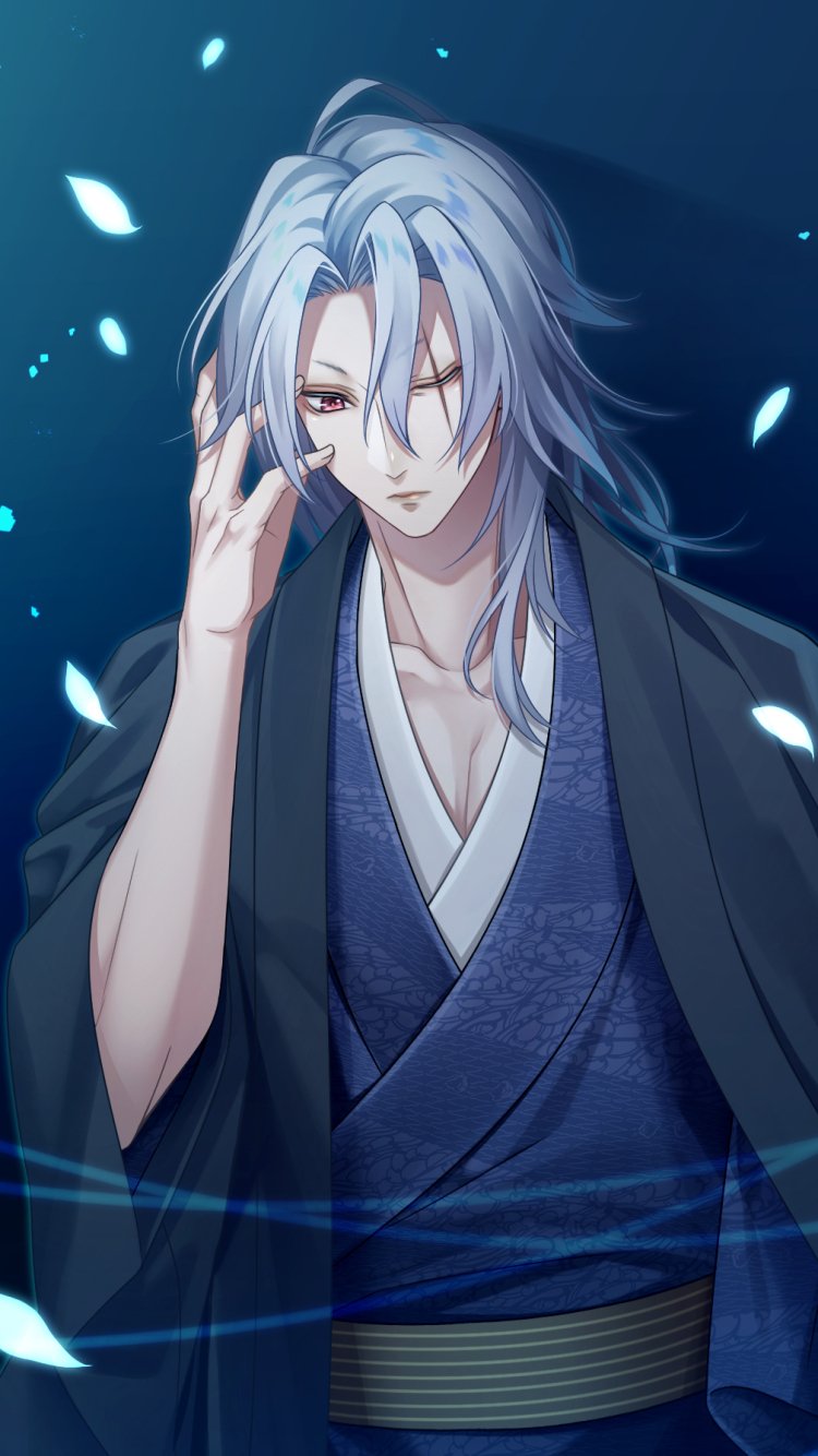 Tengen Uzui from Demon Slayer: Kimetsu no Yaiba in a detailed anime style, featured in a wallpaper designed for both iPhone and Android phones.