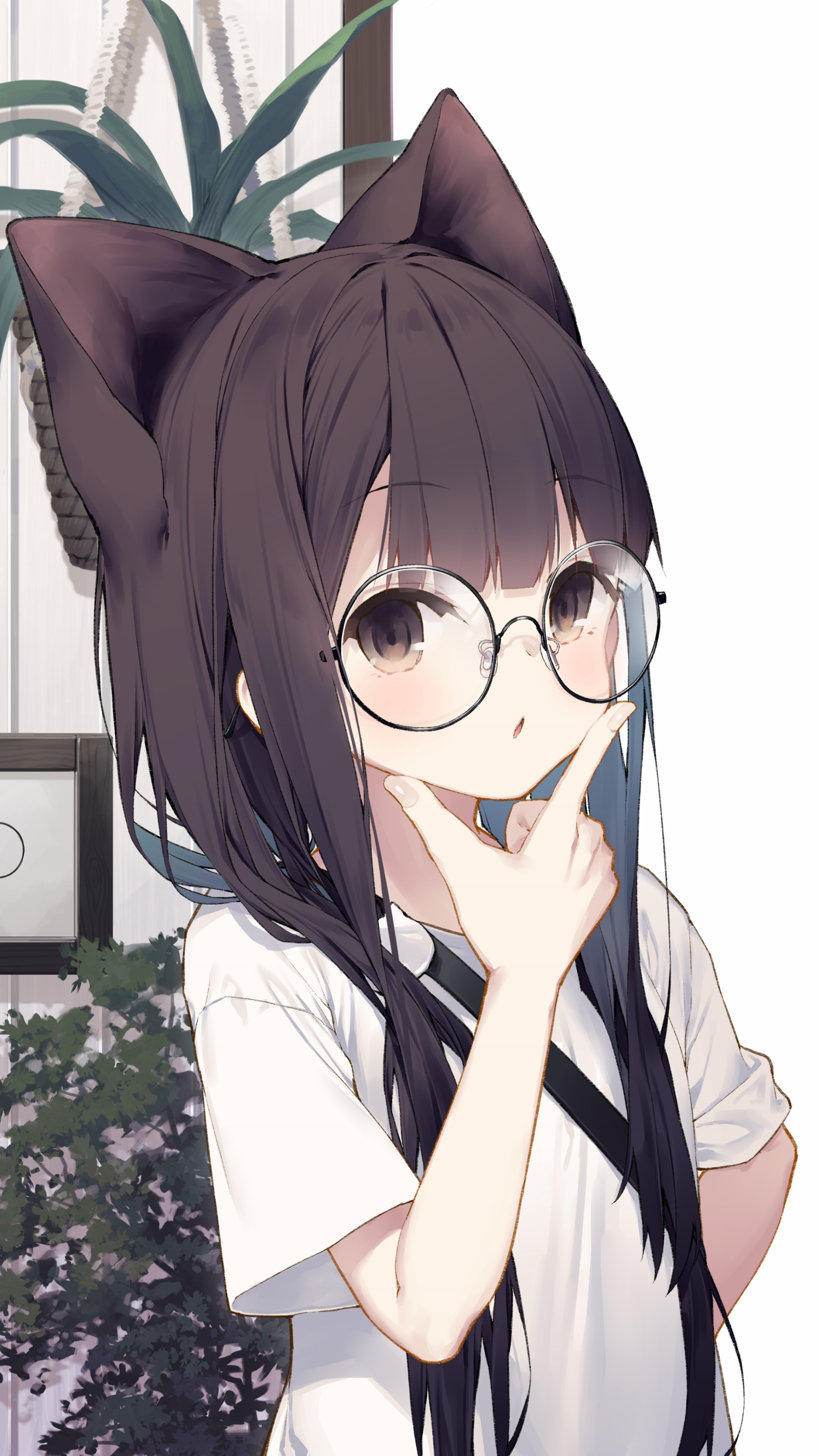 Download Cat Girl Black Hair Animal Ears Anime Girl Anime Girl Phone Wallpaper