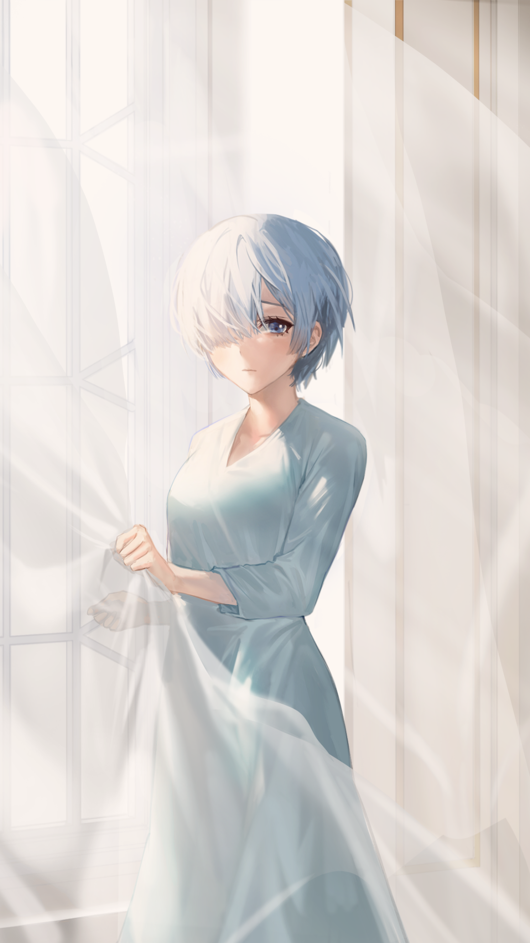 Download Short Hair Blue Hair Rem (Re:ZERO) Anime Re:Zero - Starting Life In Another World Phone Wallpaper