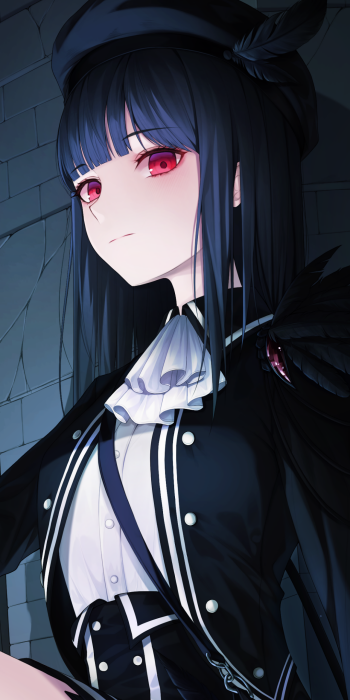 red eyes black hair Anime girl anime girl Phone Wallpaper