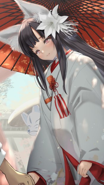 kimono animal ears Anime girl anime girl Phone Wallpaper