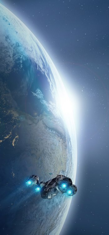 space planet Sci Fi spaceship Phone Wallpaper