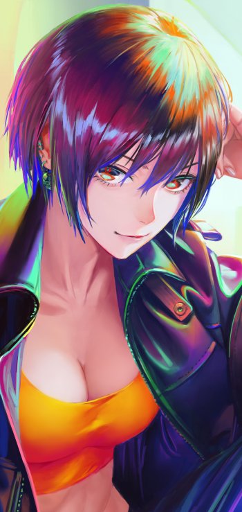 short hair Anime girl anime girl Phone Wallpaper