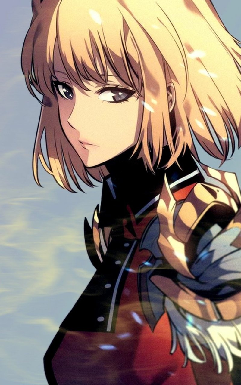 Phone wallpaper featuring Cha Hae-in from the anime Solo Leveling, designed for seamless display on both iPhones and Android phones.