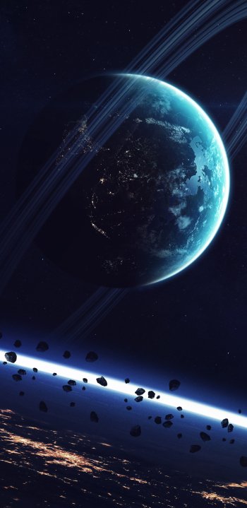 planetary ring Sci Fi satellite Phone Wallpaper