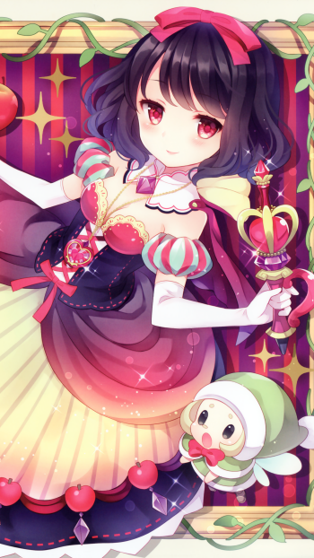 pink eyes black hair short hair Snow White Anime girl anime girl Phone Wallpaper