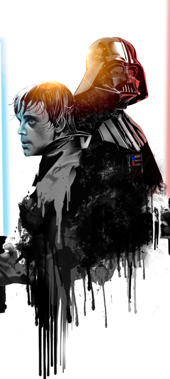 Luke Skywalker Darth Vader lightsaber Sci Fi Star Wars Phone Wallpaper