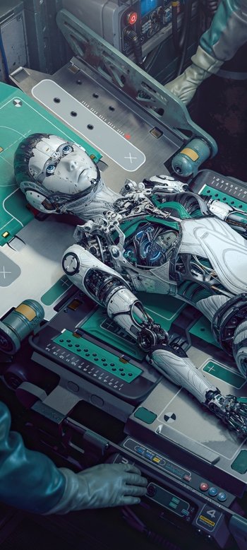  Female Robot On The Operating Table