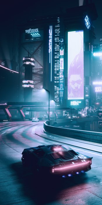 futuristic car cyberpunk video game Cyberpunk 2077 Futuristic Gaming Phone Wallpaper