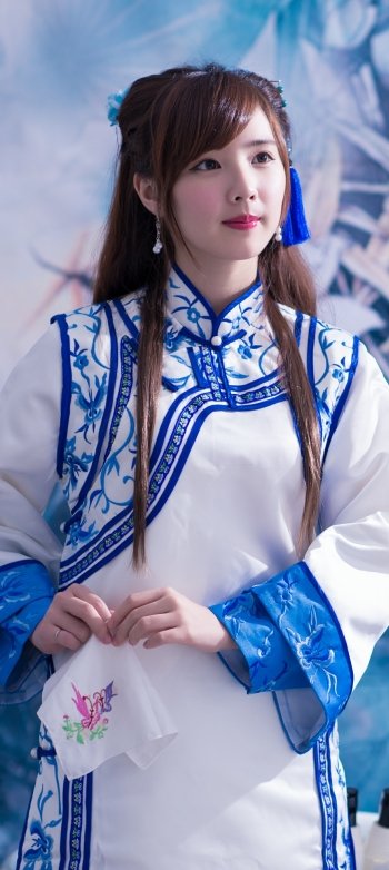 traditional costume Taiwanese asian model woman Yu Chen Zheng Phone Wallpaper