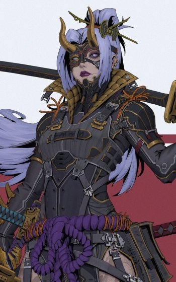 woman warrior fantasy samurai Phone Wallpaper