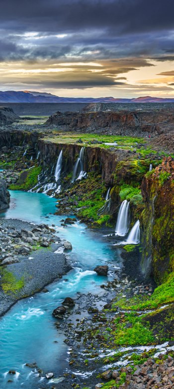 river Iceland nature canyon Phone Wallpaper