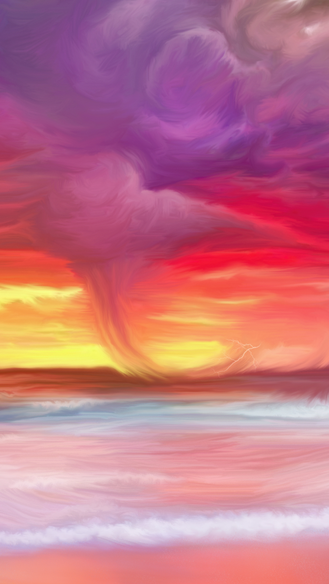 Painting of a Storm over the Ocean at Sunset