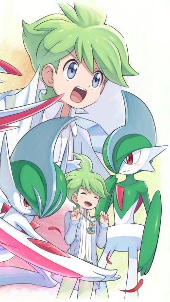 Phone wallpaper featuring Wally from Pokémon alongside his Gardevoir, designed for both iPhone and Android video game fans.