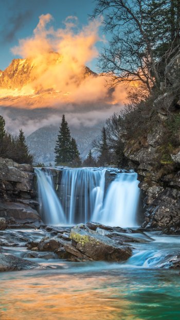 river nature waterfall Phone Wallpaper