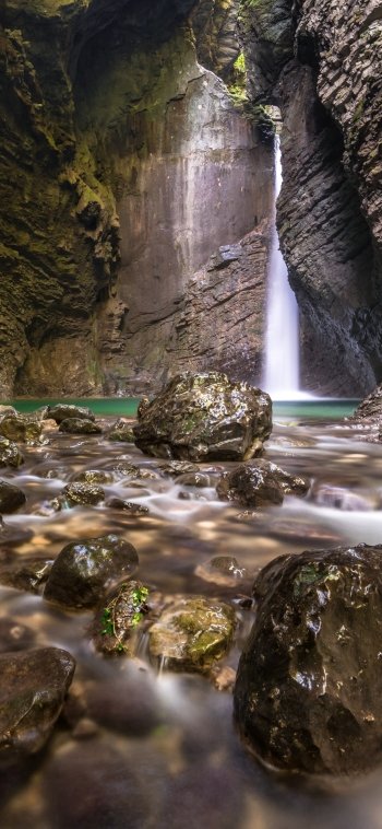 waterfall nature canyon Phone Wallpaper