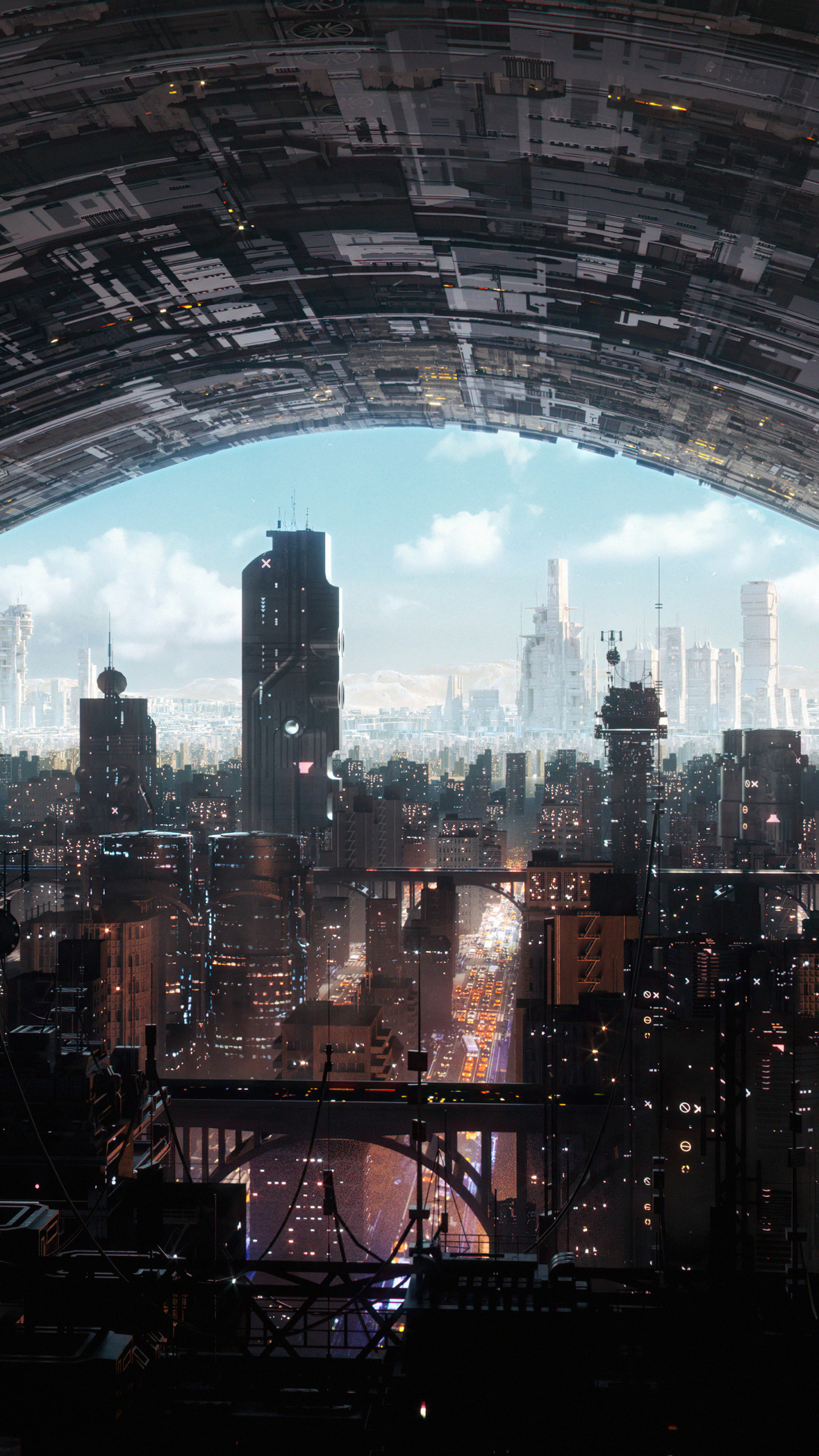 Sci Fi City Phone Wallpaper by Annibale Siconolfi