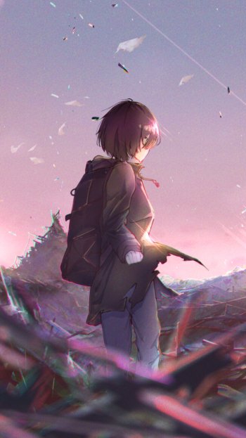 short hair Anime girl anime girl Phone Wallpaper